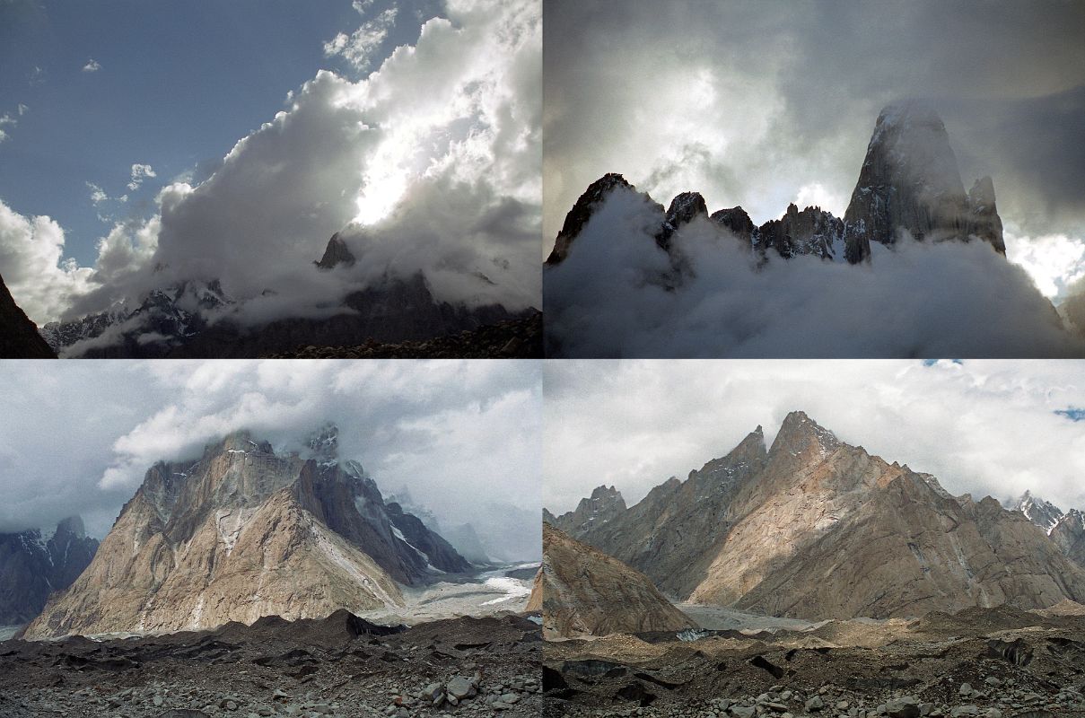 01 Clouds Roll In At Khoburtse Covering Uli Biaho Tower, Trango Towers And Lobsang Spire